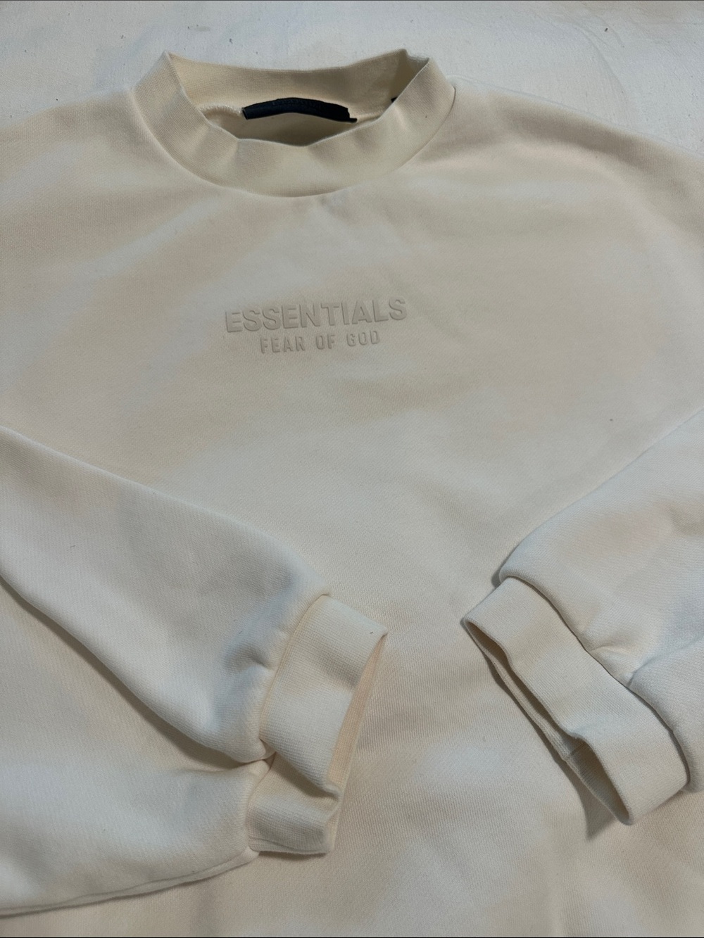 Fear of God Essentials Cream Embossed Crewneck Sweatshirt - Picture 2 of 5